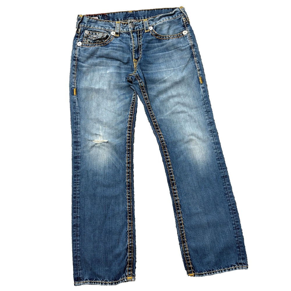 True Religion Jeans Mens 34 (Act. 36x33) RICKY SUPER T Distressed Flap Pockets